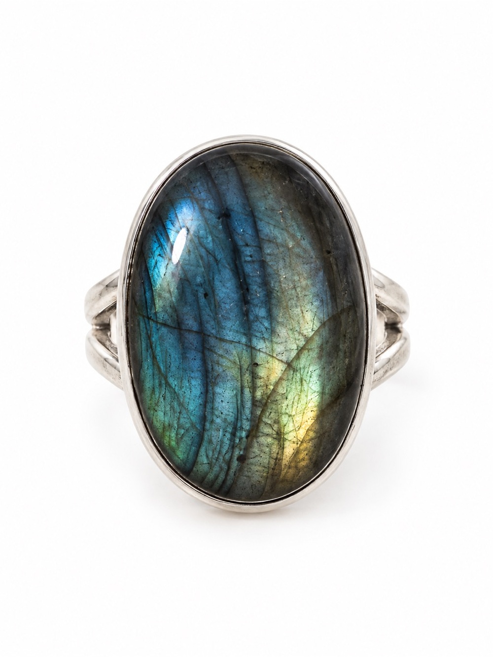 Labradorite Split Shank Oval Ring (S925)
